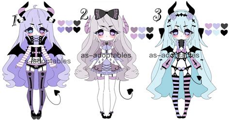 Pastel Goth Demon Adoptable Batch Closed By As Adoptables On Deviantart