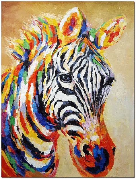 Hand Painted Impressionist Zebra Oil Painting On Canvas Etsy Zebra