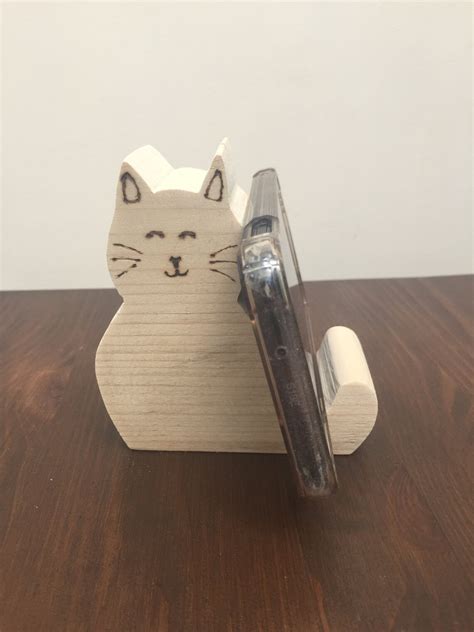 Handmade Reclaimed Wood Cat Mobile Phone Holder Etsy