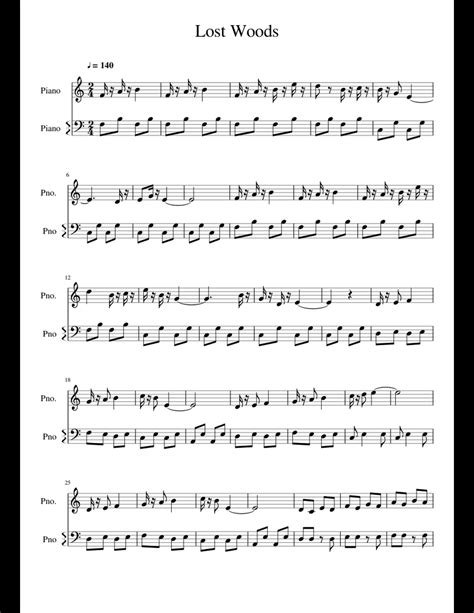 The Legend Of Zelda Ocarina Of Time Lost Woods Piano Sheet Music For