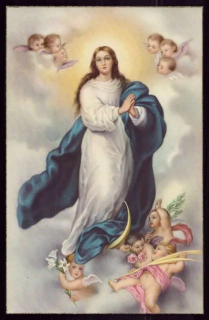 Our Lady Of Immaculate Conception And Angels Vtg Gold Edge Holy Card Postcard 450 Picclick