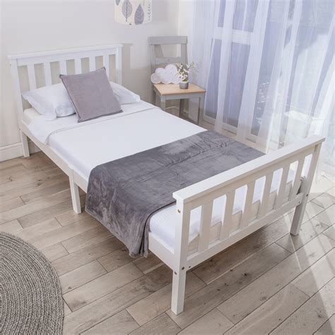 Solid Wood Single Bed Frame In White Home Treats Uk