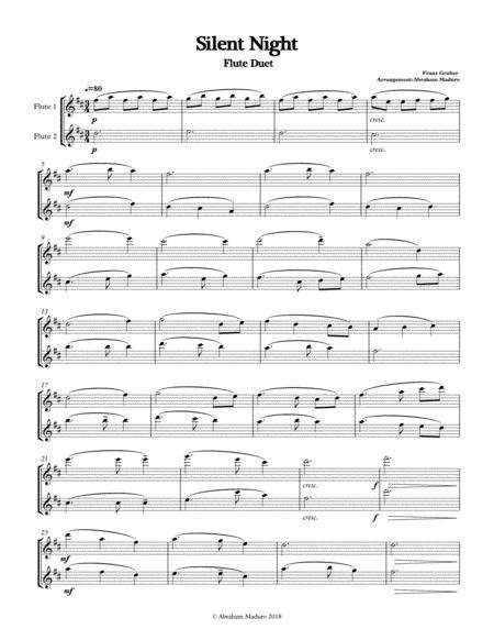 Silent Night Flute Duet Two Tonalities Included Sheet