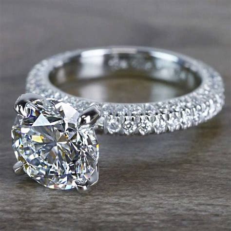 Gleaming Pave Setting 3 Carat Diamond Ring Pave Diamond Engagement