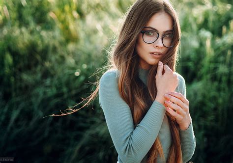 Evgeny Freyer Outdoors Glasses 500px Long Hair Portrait Women