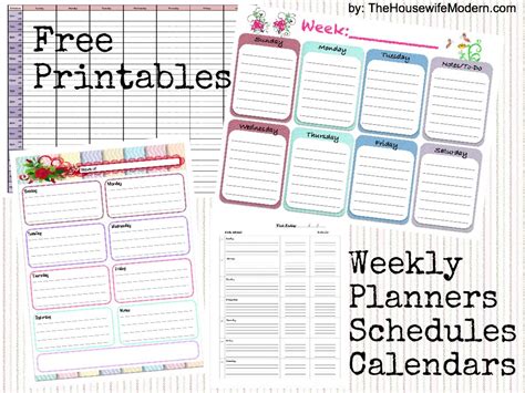 Free Printable Weekly Planners: 5 Designs | Weekly planner printable, Weekly schedule planner ...