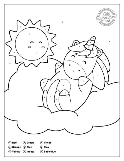 A Coloring Page With An Unicorn And Sun In The Sky
