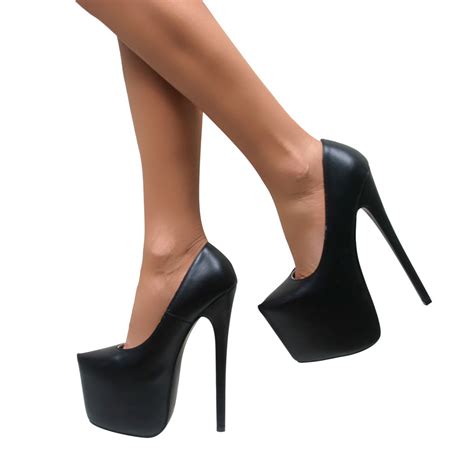 womens ladies platform stiletto very high heel pointed court party shoes size ebay