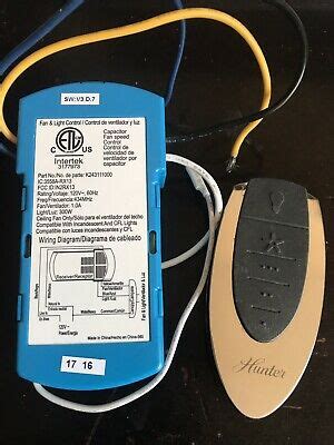 Genuine original hunter replacement remote control #uc7848t for hunter ceiling fans this is a direct replacement for remote #s: HUNTER Ceiling Fan & Light WIRELESS REMOTE CONTROL KIT ...