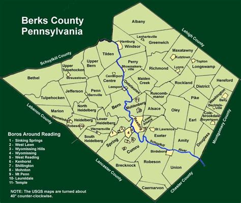 Berks County Townships Berks County County Town Map