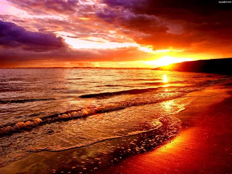 Plaża Słońca Zachód Morze Na Pulpit