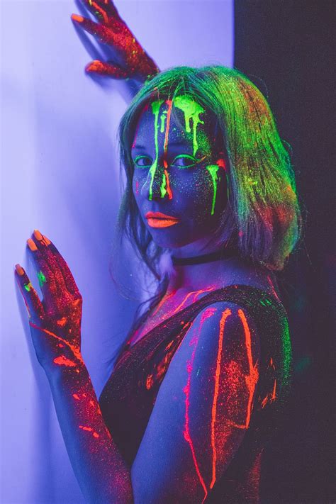 Neon Neon Makeup Neon Body Painting Glowing Makeup Disco Club