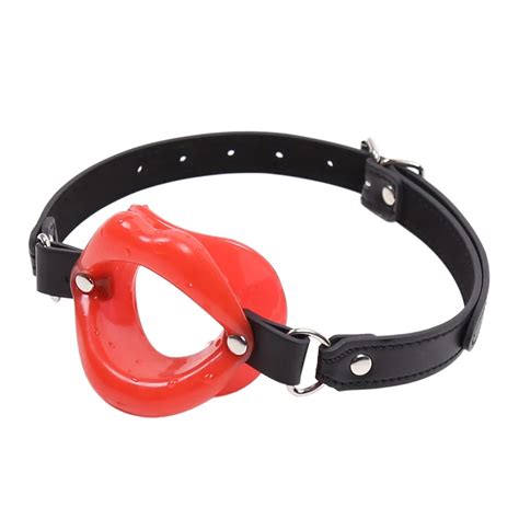3 Colors Sexy Rubber Lips Open Mouth Gag Fetish Slave Leather Band Bondage Oral Gag Adult Game