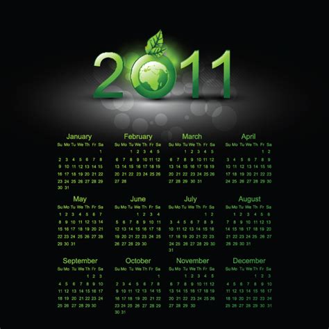 Beautiful 2011 Calendar Template Vector Free Vector 4vector
