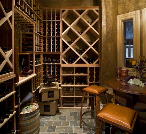 Beautiful Traditional Wine Cellar With Grey Tiles That Help To Give It