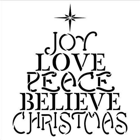 Love Joy Peace Stencil With Star A Christmas Holiday Seasonal