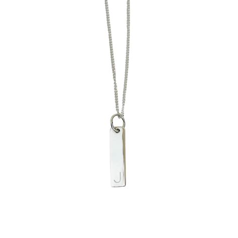 Personalised Initial Bar Sterling Silver Necklace By Ellie Ellie