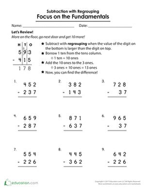 Next, we will add and subtract numbers less than or equal to 20 and solve addition and subtraction word problems. Subtraction with Regrouping: Focus on the Fundamentals ...