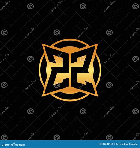 Zz Logo Letter Geometric Golden Style Stock Vector Illustration Of