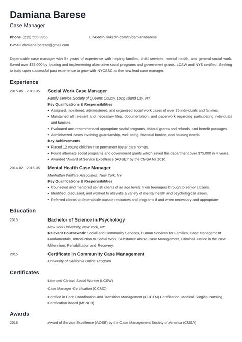 Case Manager Resume Example Template Minimo Resume Examples Case