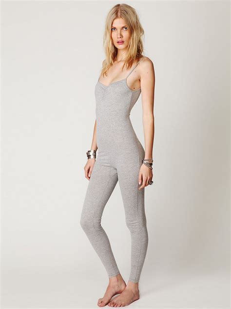 Lyst Free People Solid Heathered Unitard In Gray