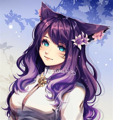 Pin By Daniela Dc On Hintergrund Anime Wolf Girl Anime Purple Hair