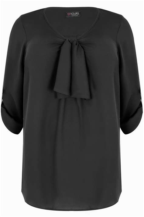 Black Pussy Bow Blouse Plus Size 16 To 32