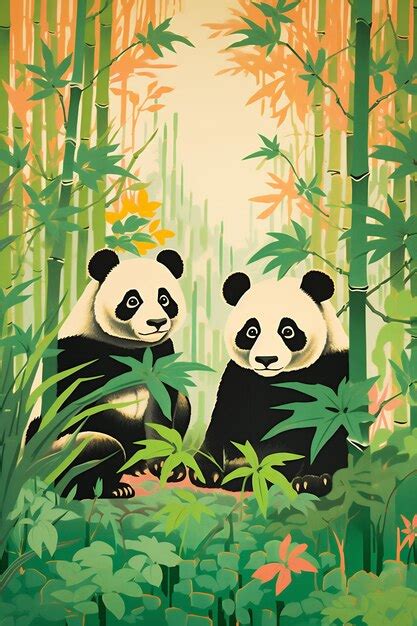 Premium Ai Image Pandas In Bamboo Forest With Bamboo In The Background