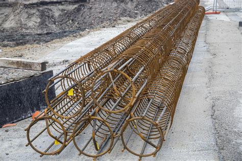 Reinforcement Cages For A Foundation Piles Stock Photo Image Of