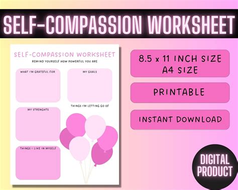 Printable Self Compassion Worksheet Self Care Worksheet Self Care