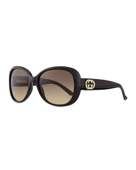 gucci crystal gg logo sunglasses black