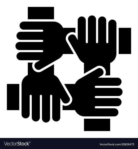 Four Hand Holding Together Team Work Concept Icon Vector Image