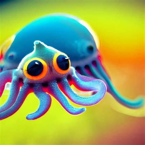 Premium Ai Image Sand Made Rainbow Color Squid Octopus Jellyfish In