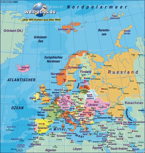Europa Land Und Hauptstadt Karte
