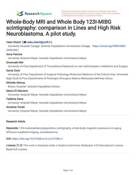 Pdf Whole Body Mri And Whole Body 123i Mibg Scintigraphy Comparison