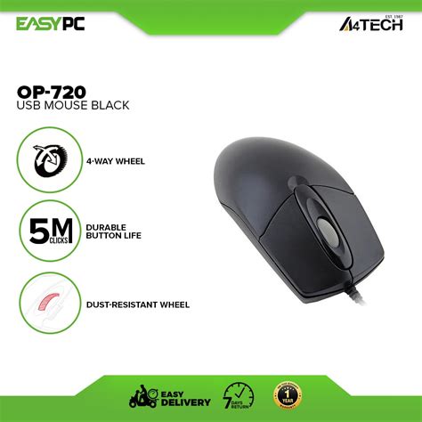 Easypc A4tech Op 720 Silent Click Op 720 Usb Mouse Black Basic
