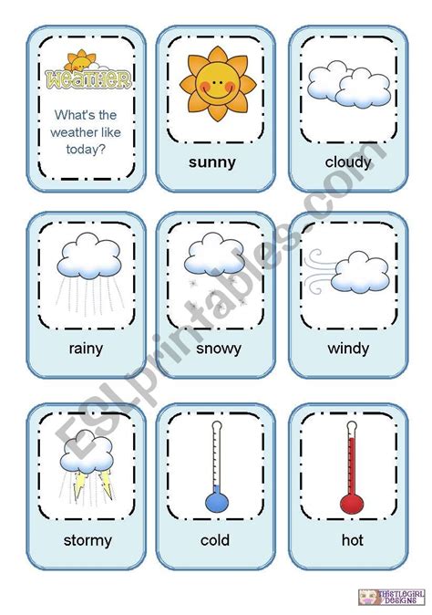Weather Flashcards Esl Worksheet By Saramariam