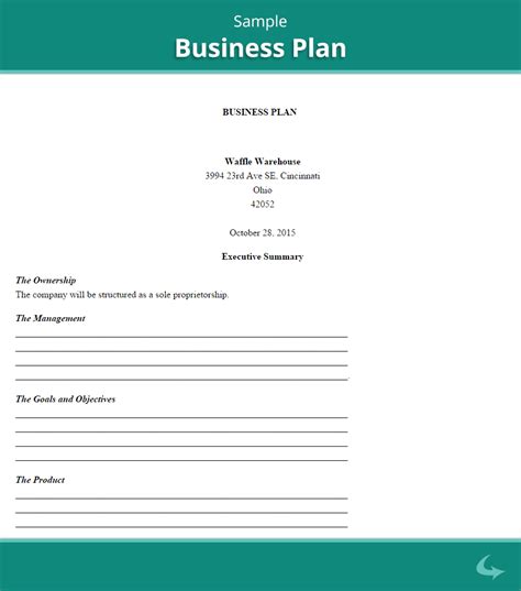 Business Plan Template Proposal Sample Printable
