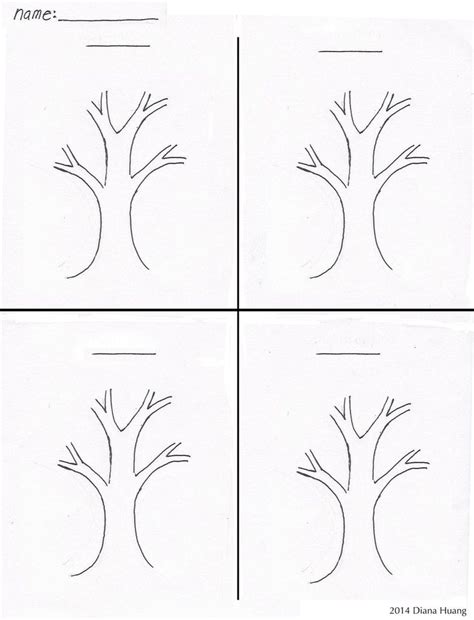 Four Seasons Tree Drawing Template Worksheet Seasons Worksheets