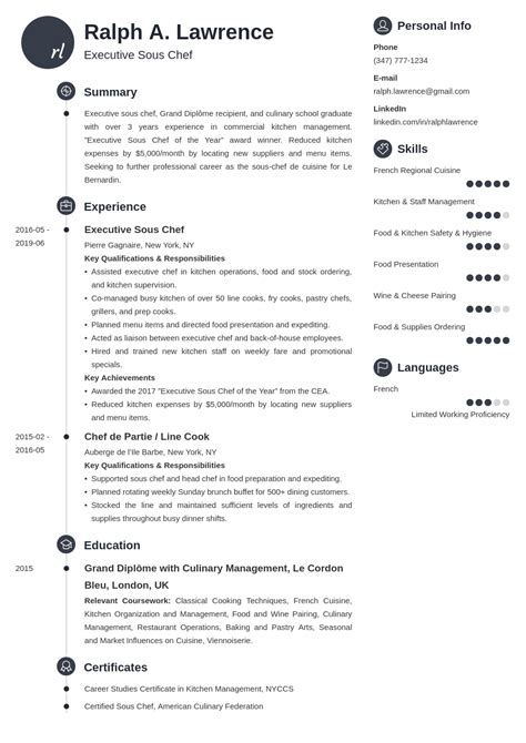 Sous Chef Resume Sample Guide And 20 Examples