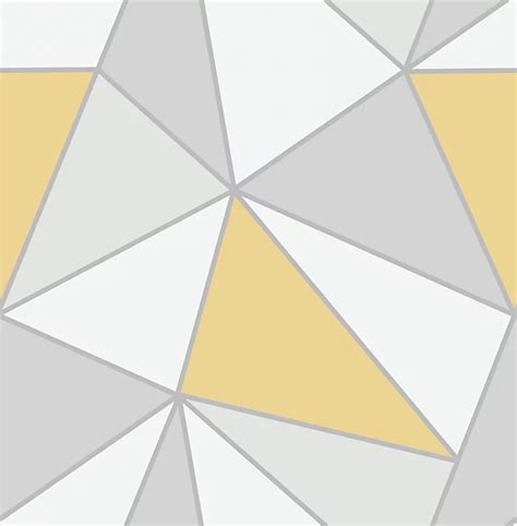Fine Décor Apex Grey And Yellow Geometric Metallic Effect Smooth