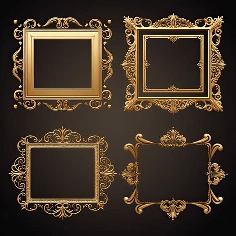 Premium Ai Image Set Of Golden Frames For Paintings Mirrors Or Photo