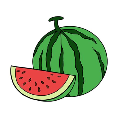 how to draw a watermelon really easy drawing tutorial