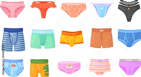 Vecteur Stock Cartoon Underpants Mens Womens Underwear Wardrobe