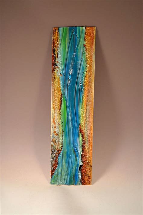 Renovatus I Modern Fused Glass Wall Hanging Art With Enamels Made To Order Fused Glass Art