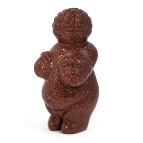 Venus Of Willendorf Red Goldstone Hand Carved Gemstone Totem Statue