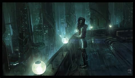 Wallpaper Science Fiction Futuristic City Midnight Darkness