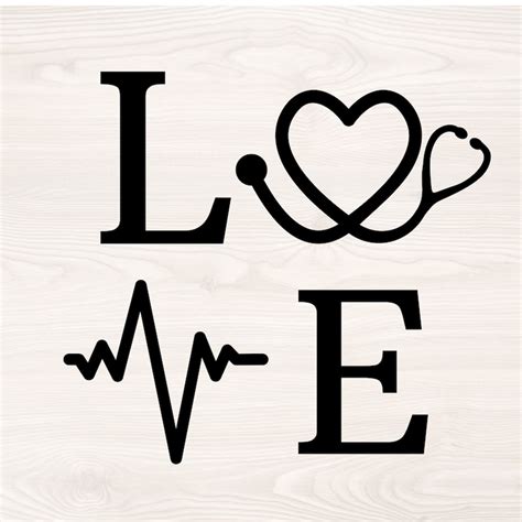 Stethoscope Love Nurse Svg Png Files For Cutting Machines Pulse Heart