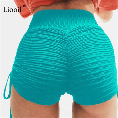 liooil sexy white high waist shorts for women 2019 summer casual bodycon spandex shorts lace up