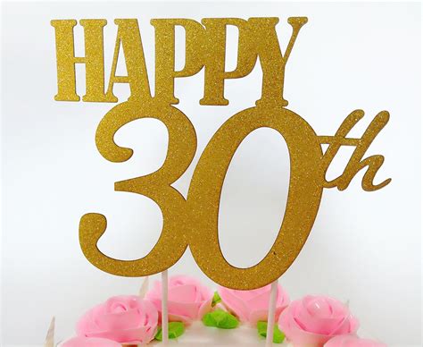 Eandl Gold Glitter Happy 30th Birthday Cake Topper Forever 30 Party